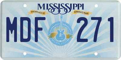 MS license plate MDF271