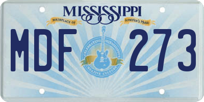 MS license plate MDF273