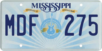 MS license plate MDF275