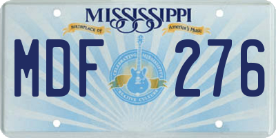 MS license plate MDF276
