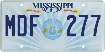 MS license plate MDF277