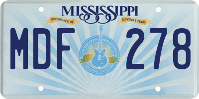 MS license plate MDF278