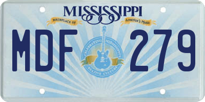 MS license plate MDF279