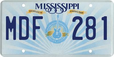 MS license plate MDF281
