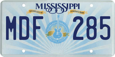 MS license plate MDF285