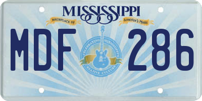 MS license plate MDF286