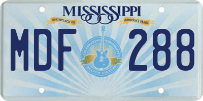 MS license plate MDF288