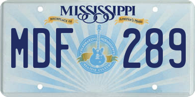 MS license plate MDF289