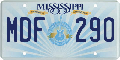 MS license plate MDF290