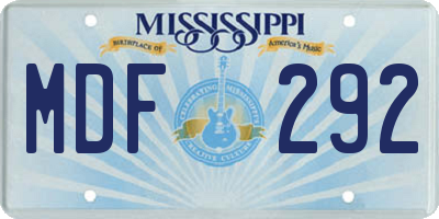 MS license plate MDF292