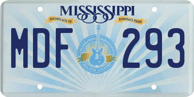 MS license plate MDF293