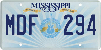 MS license plate MDF294