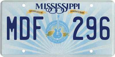 MS license plate MDF296