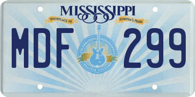 MS license plate MDF299