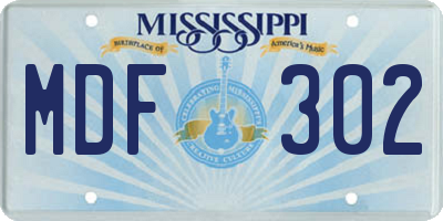 MS license plate MDF302