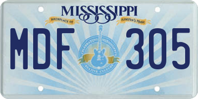MS license plate MDF305