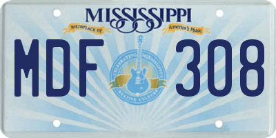 MS license plate MDF308