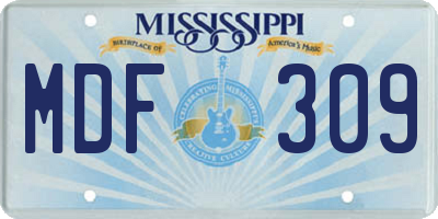 MS license plate MDF309