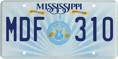 MS license plate MDF310