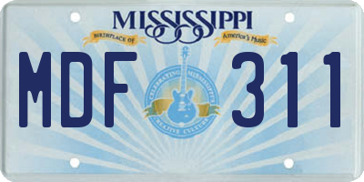 MS license plate MDF311