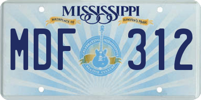 MS license plate MDF312