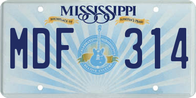 MS license plate MDF314