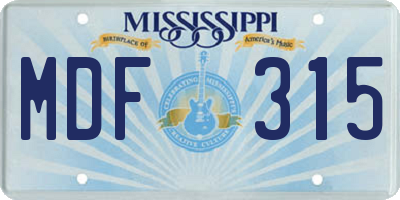 MS license plate MDF315
