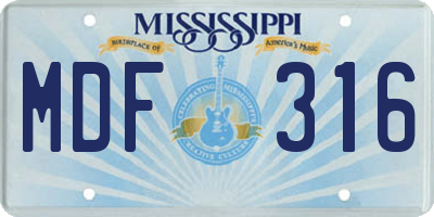 MS license plate MDF316