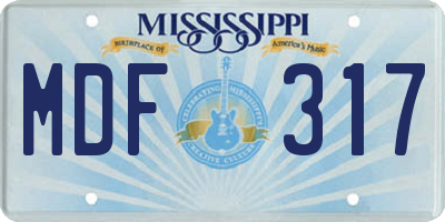MS license plate MDF317