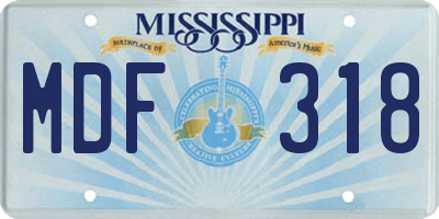 MS license plate MDF318