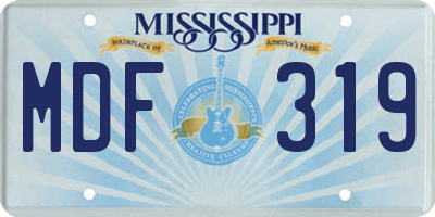 MS license plate MDF319
