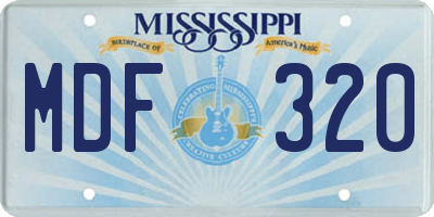 MS license plate MDF320