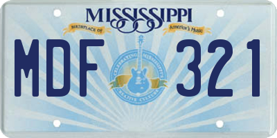 MS license plate MDF321