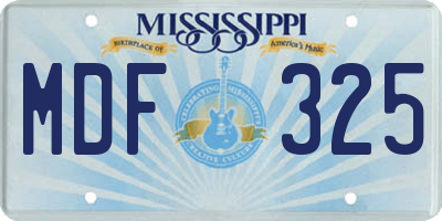 MS license plate MDF325