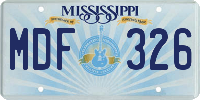 MS license plate MDF326