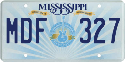 MS license plate MDF327