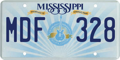 MS license plate MDF328