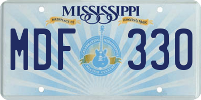 MS license plate MDF330