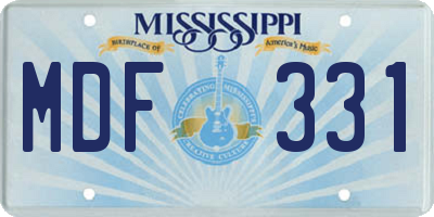 MS license plate MDF331