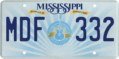 MS license plate MDF332