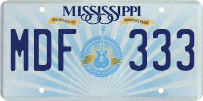 MS license plate MDF333