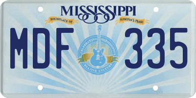 MS license plate MDF335