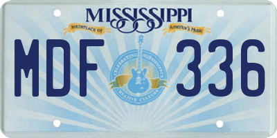 MS license plate MDF336
