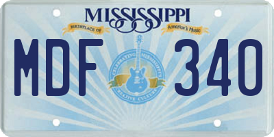 MS license plate MDF340