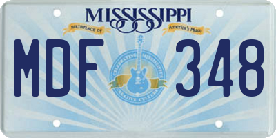 MS license plate MDF348