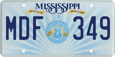 MS license plate MDF349