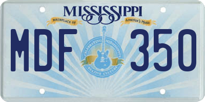 MS license plate MDF350
