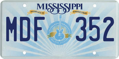 MS license plate MDF352