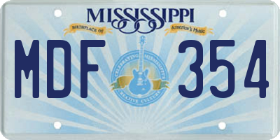 MS license plate MDF354