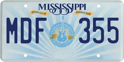 MS license plate MDF355